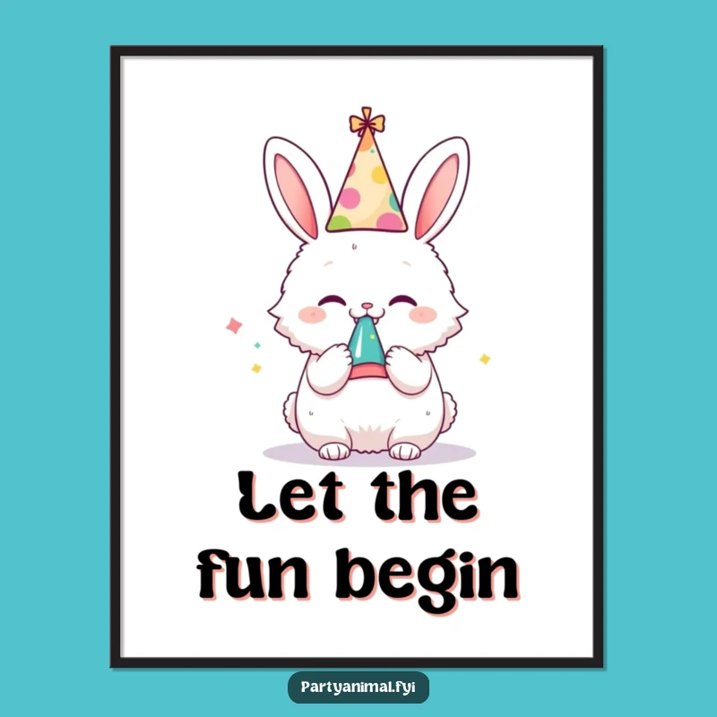 Funny Bunny Party Art Print: Instant Festive Decor and Hilarious Gift