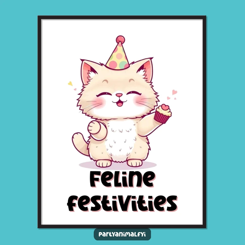 Funny Cat Digital Art - Juggling Cupcakes Wall Decor, Instant Funny Gift