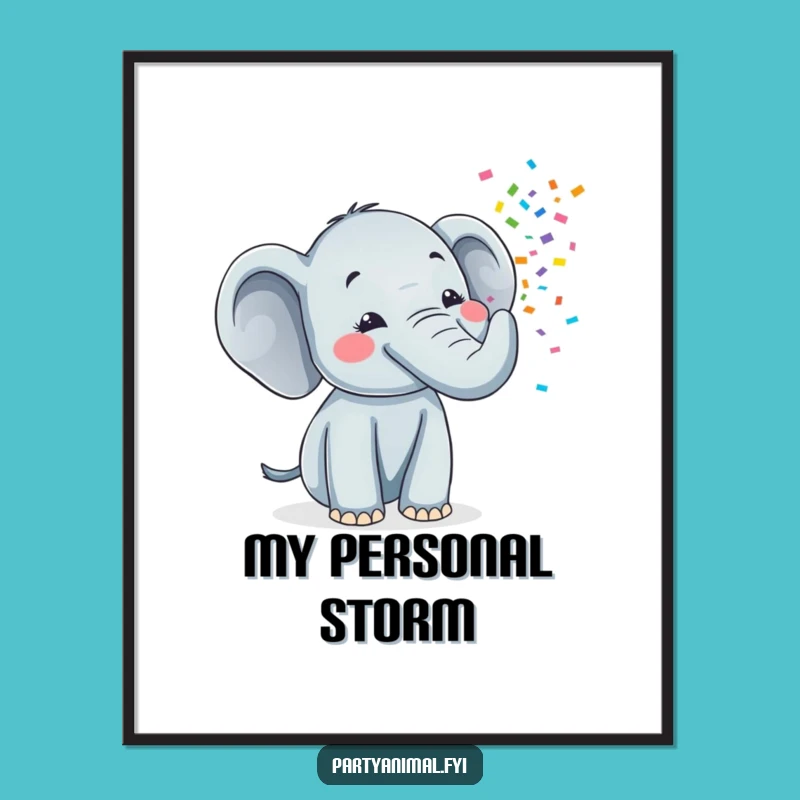 Funny Elephant Confetti Digital Print - Cheerful Instant Download Art