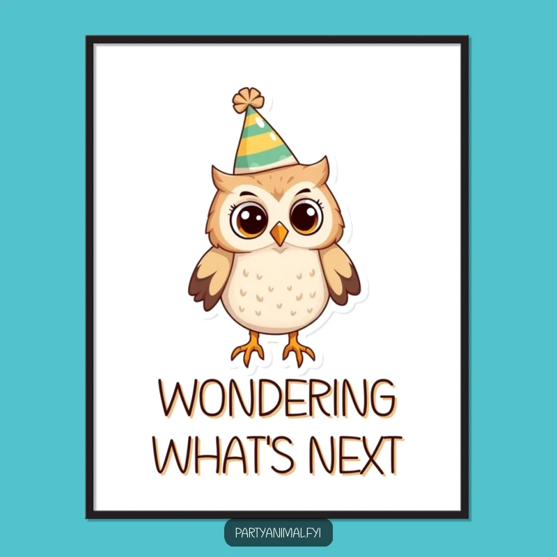 Funny Owl Party Hat Digital Art: Instant Whimsical Decor