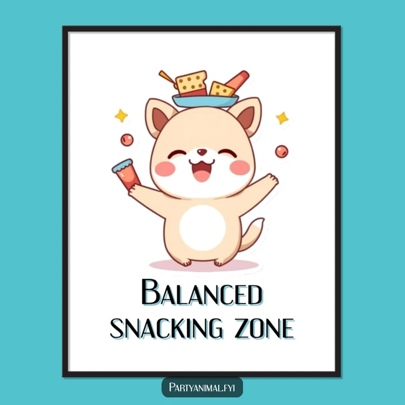 Funny Snack Balancing Animal Digital Print - Instant Joyful Art!