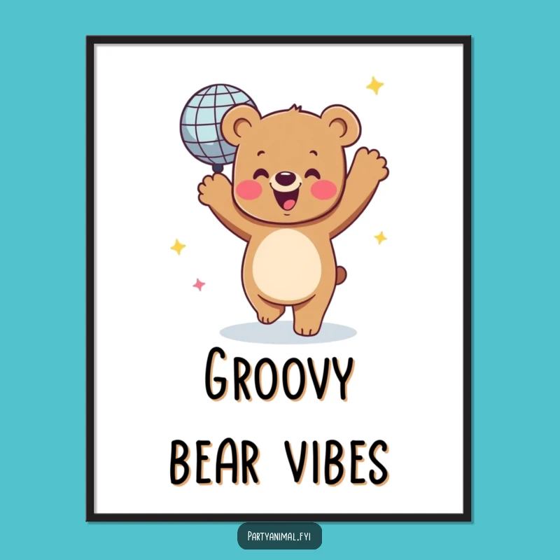 Funny Dancing Bear Disco Ball Digital Art - Instant Party Vibe Download
