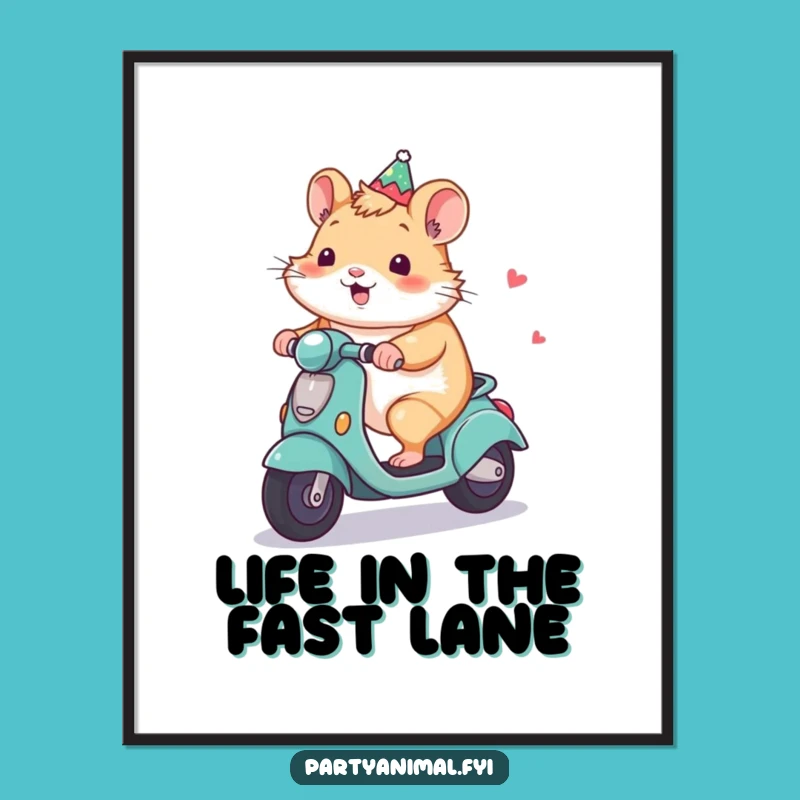 Funny Hamster Scooter Digital Art: Instant Cheerful Decor