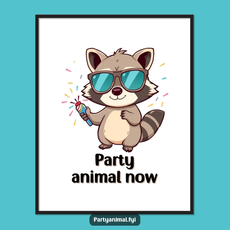 Funny Raccoon Digital Art: Party Decor Print, Instant Mischief