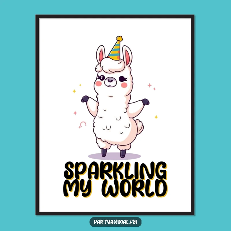 Funny Llama Dancing Digital Print - Sparkling Instant Download Art