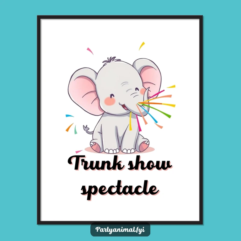 Funny Kawaii Elephant Streamer Digital Art: Instant Party Decor!