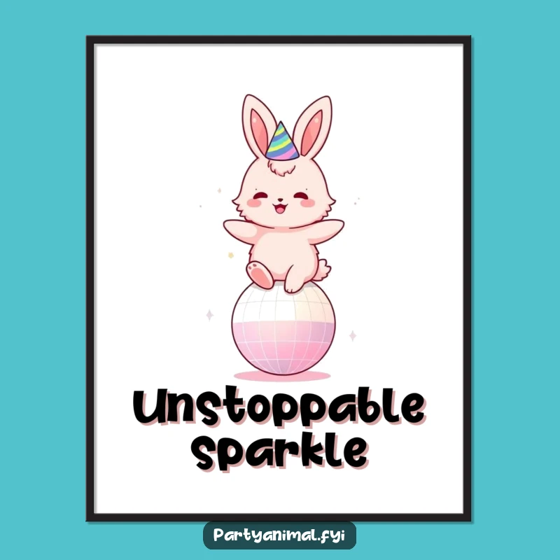 Funny Disco Bunny Digital Art: Decorate Your Space with Vibrant Party Energy Gift