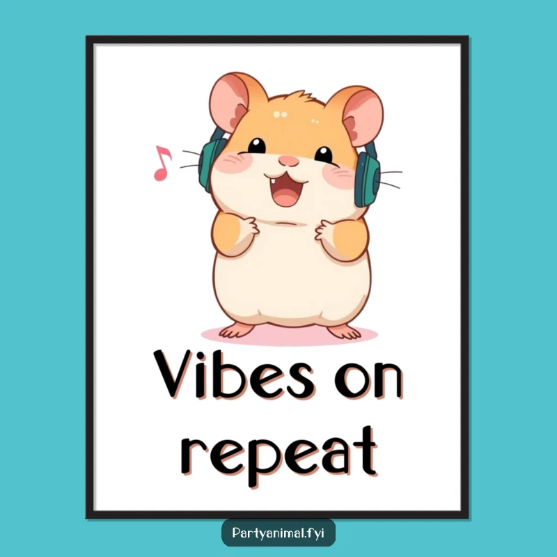 Funny Hamster Digital Art: Bouncing to Music - Instant Joy Gift!