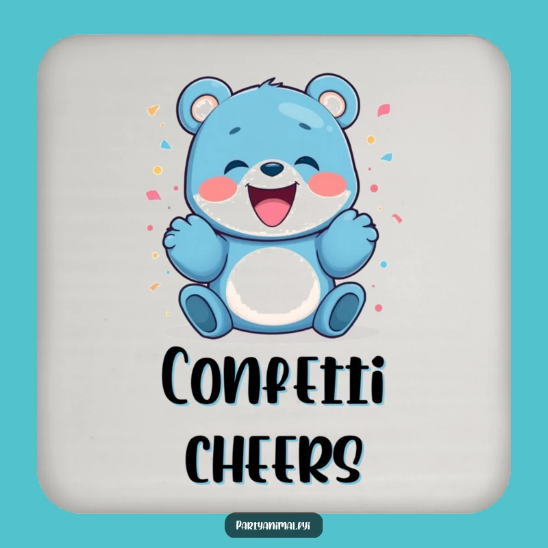 Funny Blue Bear Confetti Coaster - Tabletop Celebration Charm Gift