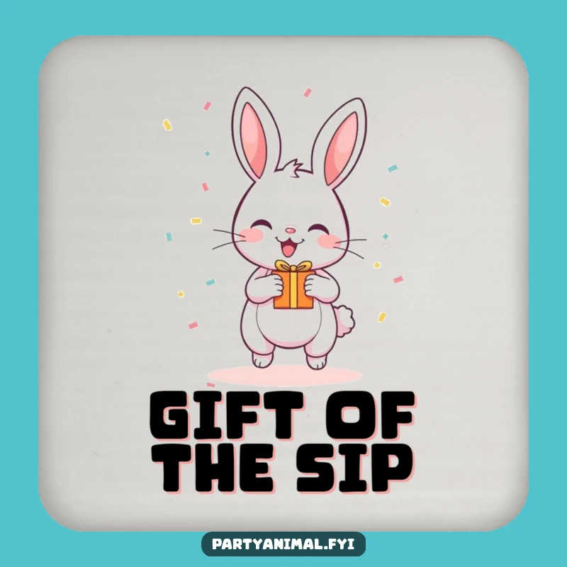 Funny Bunny Coaster - Confetti Gift Drink Saver, Perfect Funny Gift