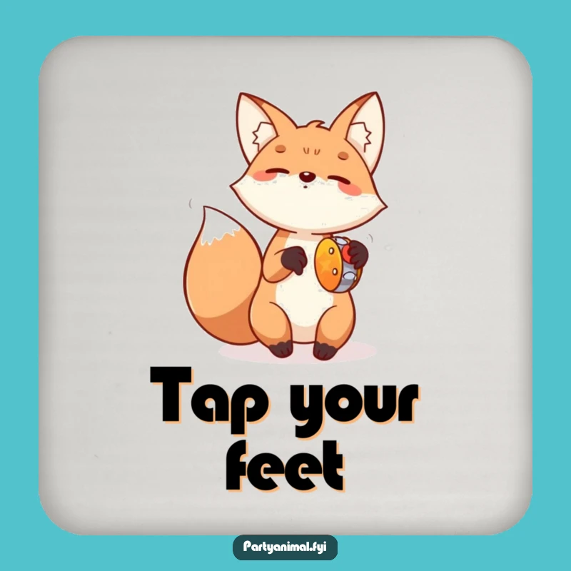 Funny Fox Tambourine Coaster: Protect Surfaces with Music & Style, Cute Funny Gift!
