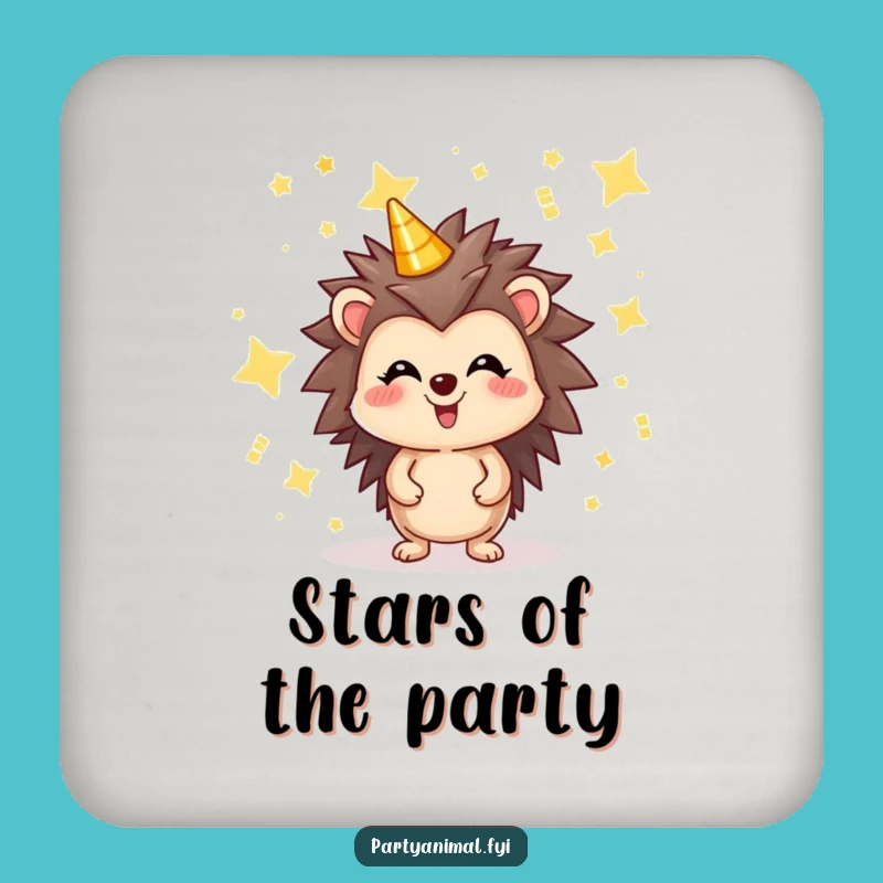Funny Hedgehog Stars Coaster Set: Protect Surfaces with Festive Sparkle