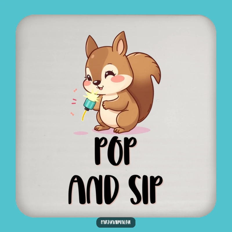 Funny Kawaii Squirrel Party Popper Coasters: Protect Surfaces with Curiosity!