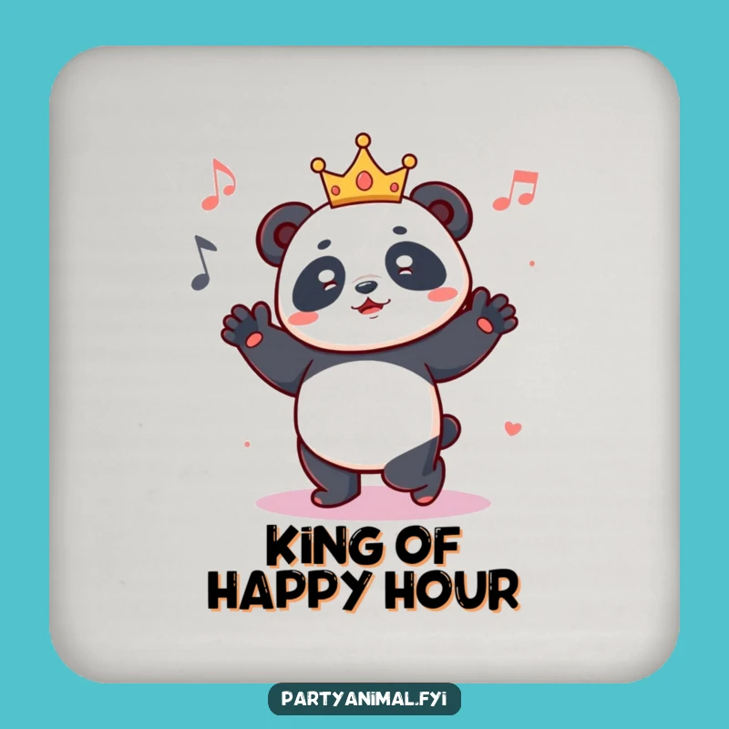 Funny Dancing Panda Crown Coaster - Protect Surfaces with Royal Flair