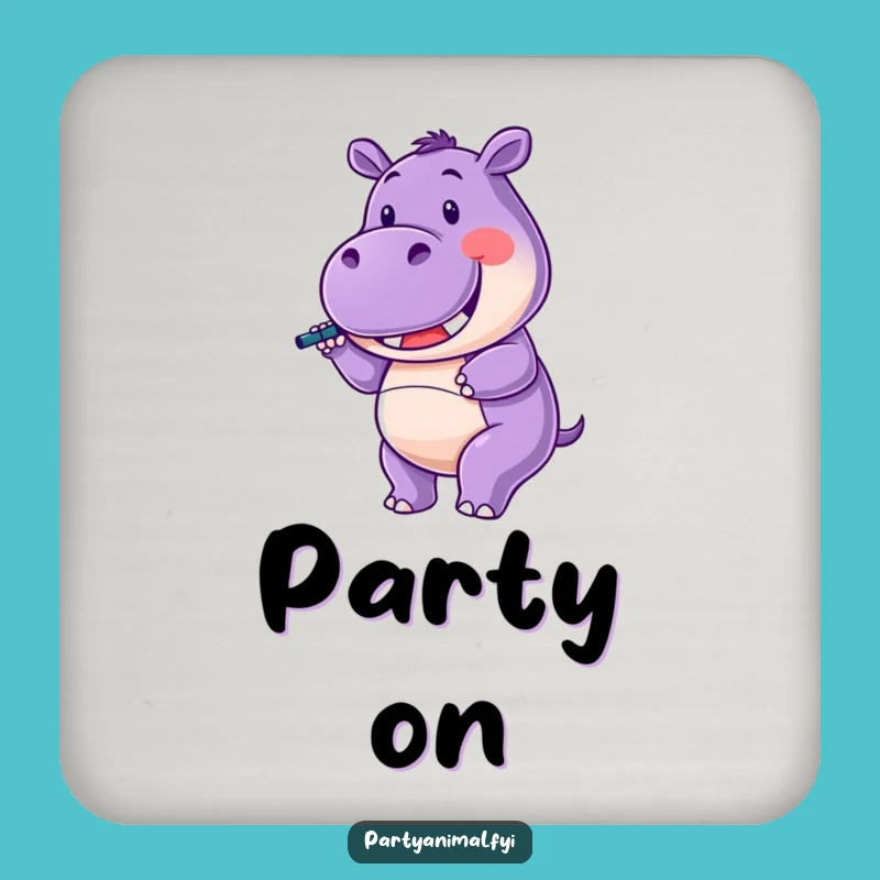 Funny Hippo Coaster: Party Protection, Festive Vibes, Unique Funny Gift