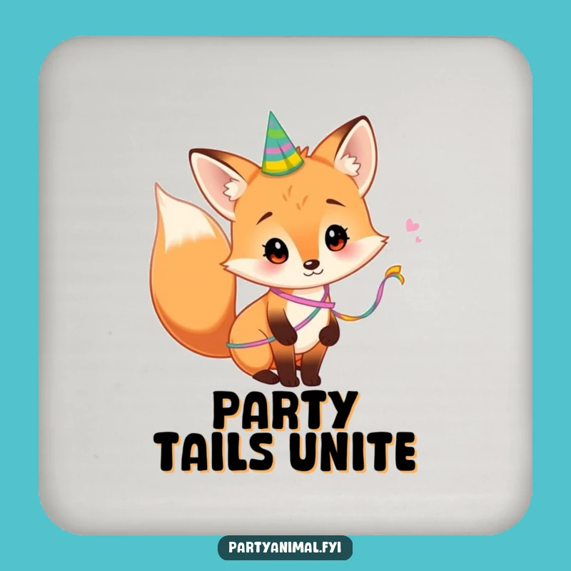Funny Fox Coaster: Party Streamer Tail - Protect Surfaces Gift!