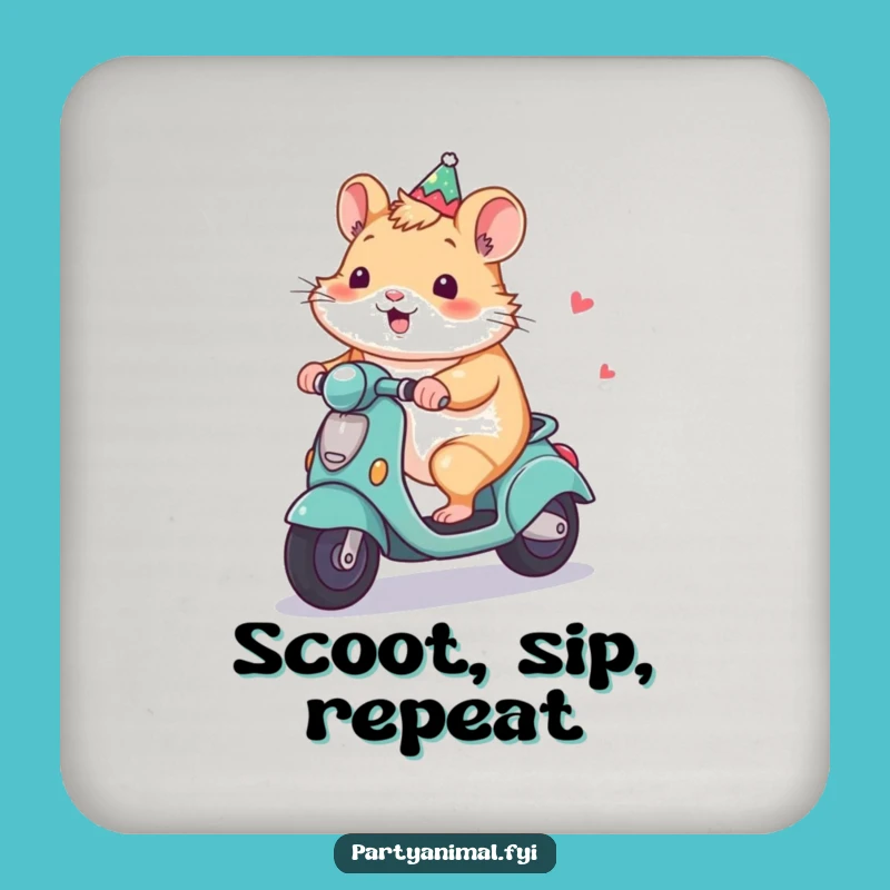 Funny Hamster Scooter Coaster: Protect Surfaces with Cute Humor