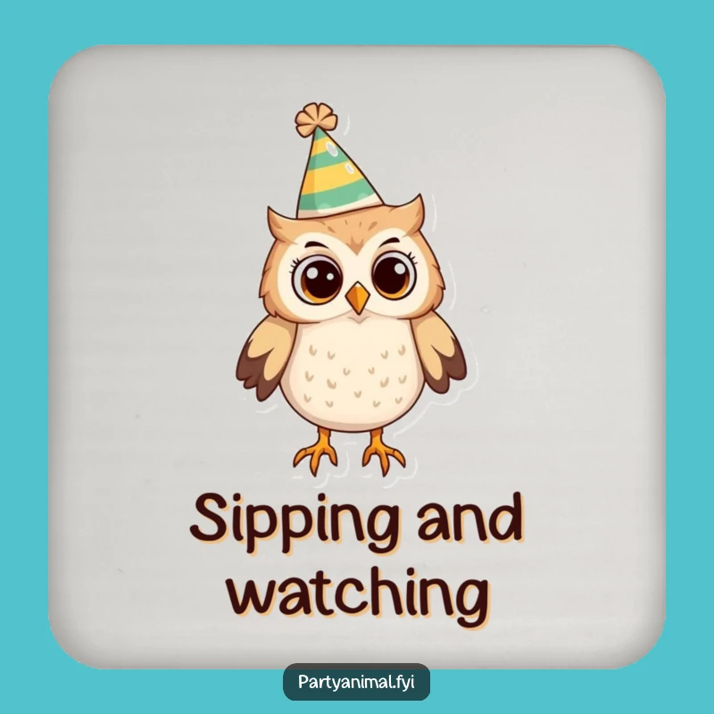 Funny Owl Party Hat Coaster: Protect Surfaces with Whimsy