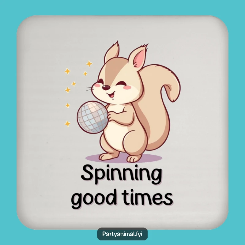 Funny Squirrel Disco Tail Coaster - Protect Surfaces with Party Flair