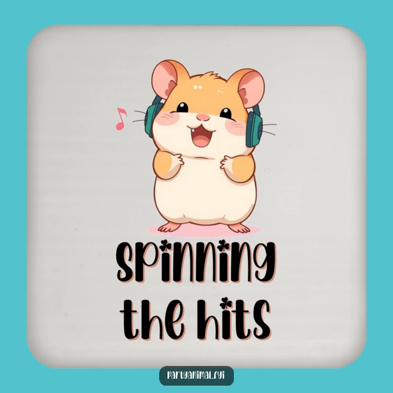 Funny Hamster Coaster: DJ Headphones - Protect Surfaces Gift!