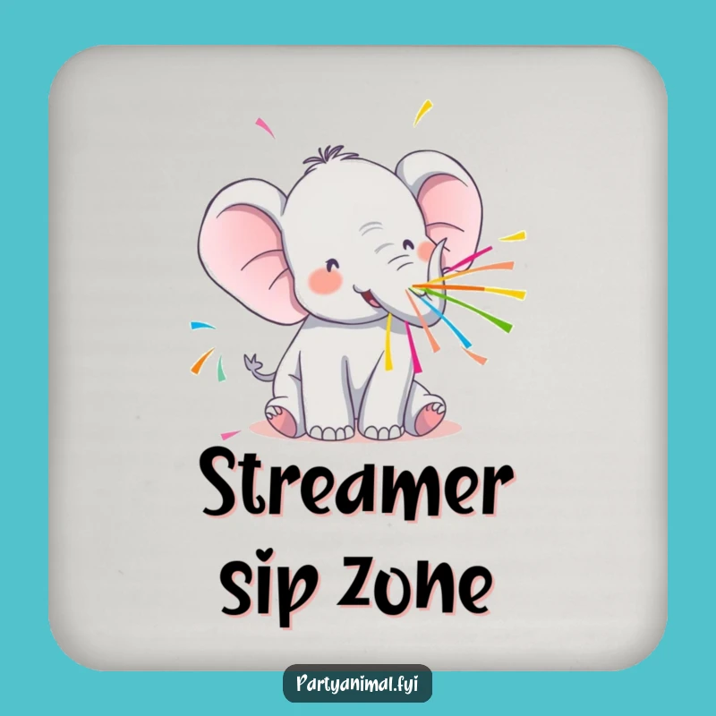Funny Kawaii Elephant Streamer Coasters: Protect Surfaces with Party Flair!