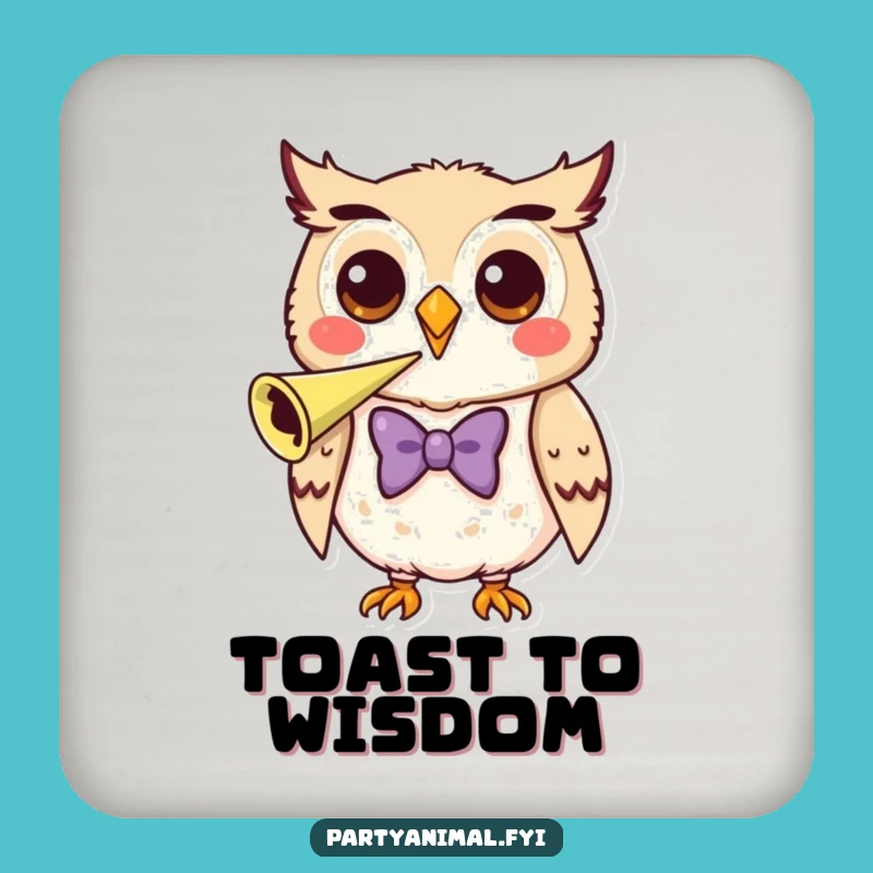 Funny Owl Coaster - Bow Tie Horn Drink Saver, Perfect Funny Gift