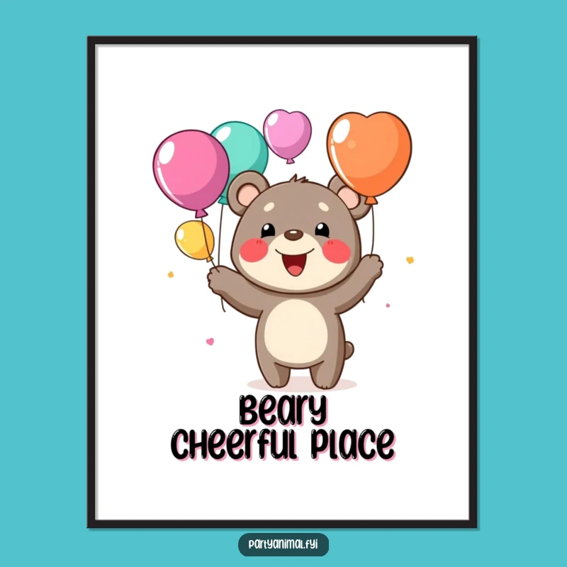 Funny Bear Juggling Poster: Cheerful Decor and Hilarious Gift Idea
