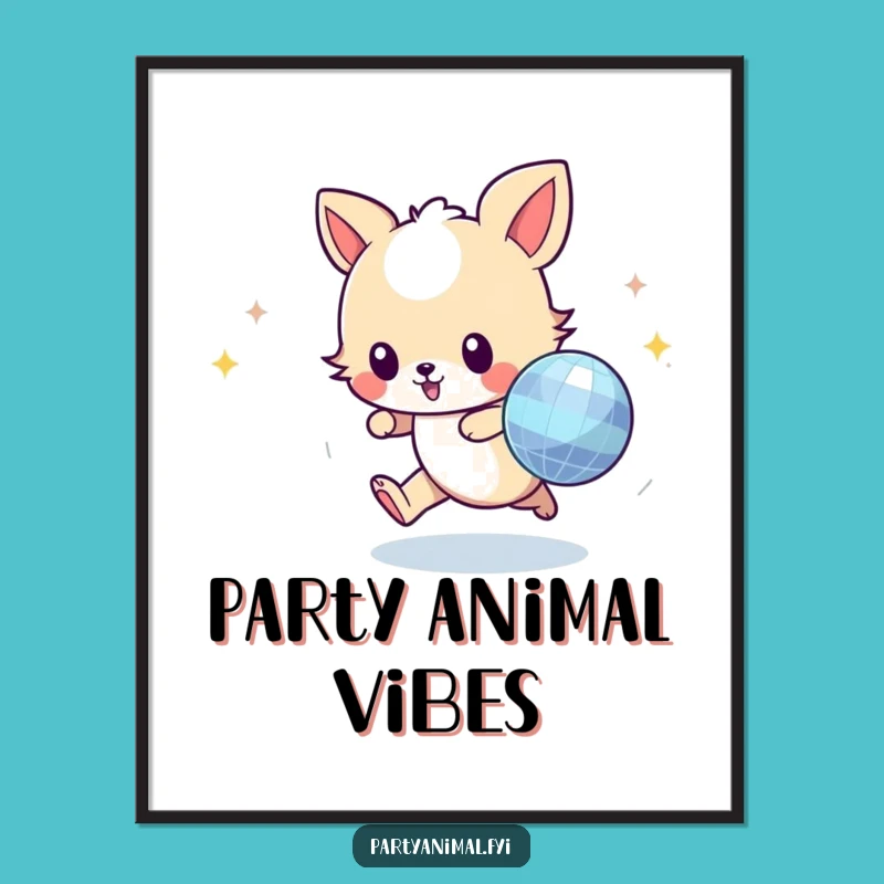 Funny Animal Disco Ball Poster - Hilarious Wall Art for Party Vibes