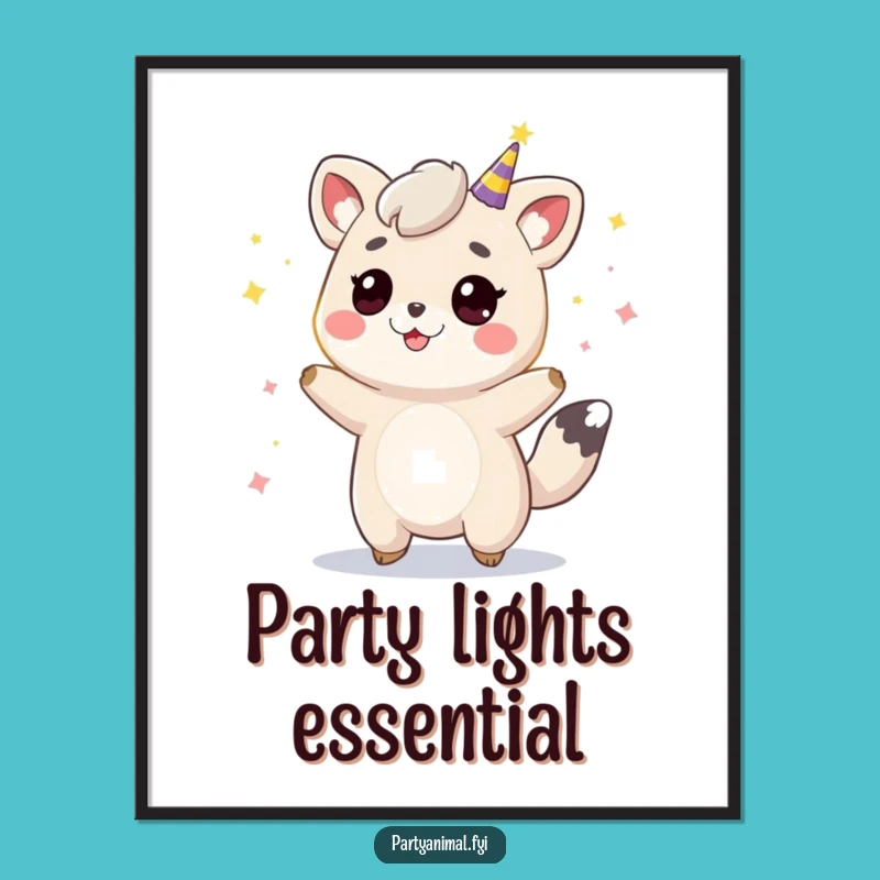 Funny Bouncing Animal Party Lights Poster - Vibrant Celebration Art