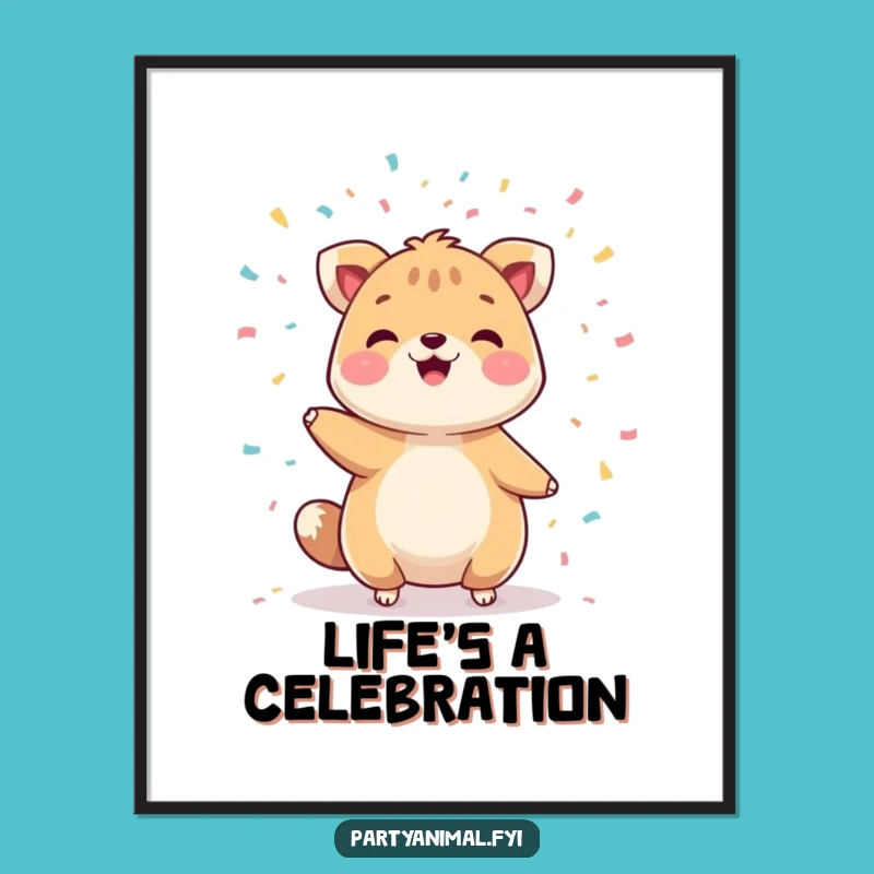 Funny Cheerful Animal Juggling Confetti Poster: Vibrant Wall Art for Laughter