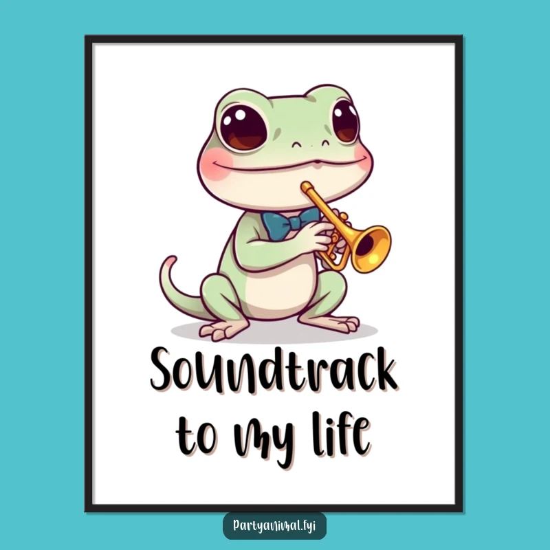 Funny Gecko Jazz Poster: Make Some Noise with Dapper Reptile Art