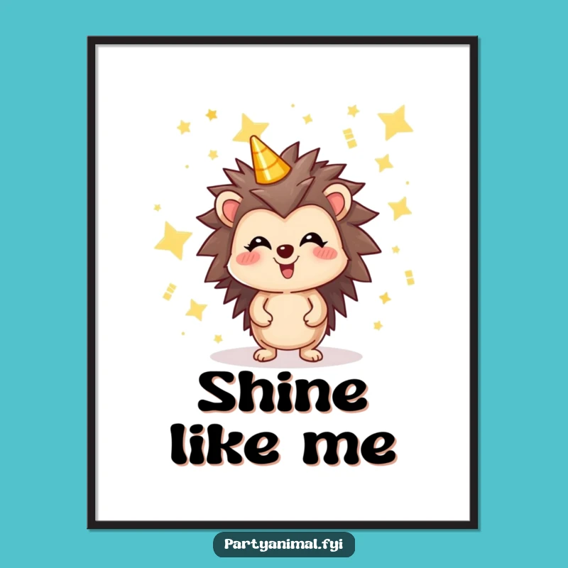 Funny Hedgehog Stars Poster: Whimsical Art for Joyful Spaces