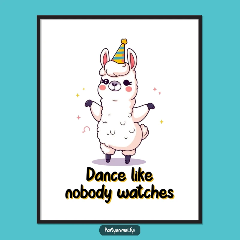 Funny Llama Dancing Poster - Sparkling Wall Art & Gift for Fiesta Lovers