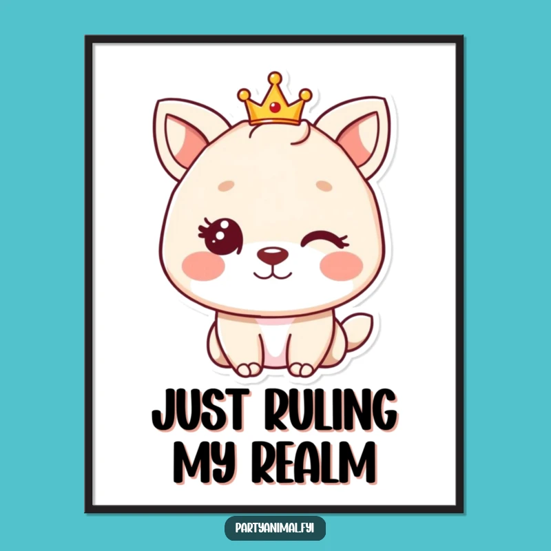 Funny Winking Animal Crown Poster - Regal Wall Art for a Laugh