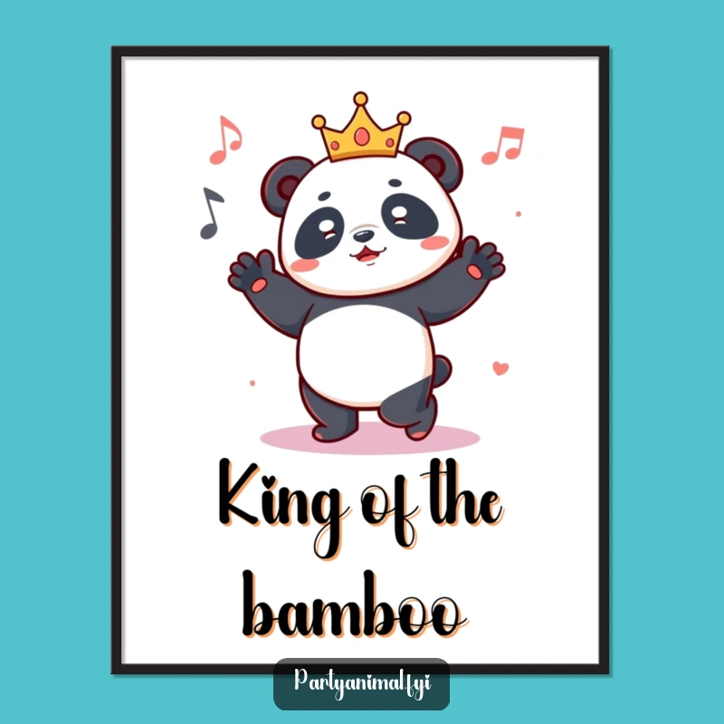 Funny Dancing Panda Crown Poster - Royal & Groovy Wall Art Gift