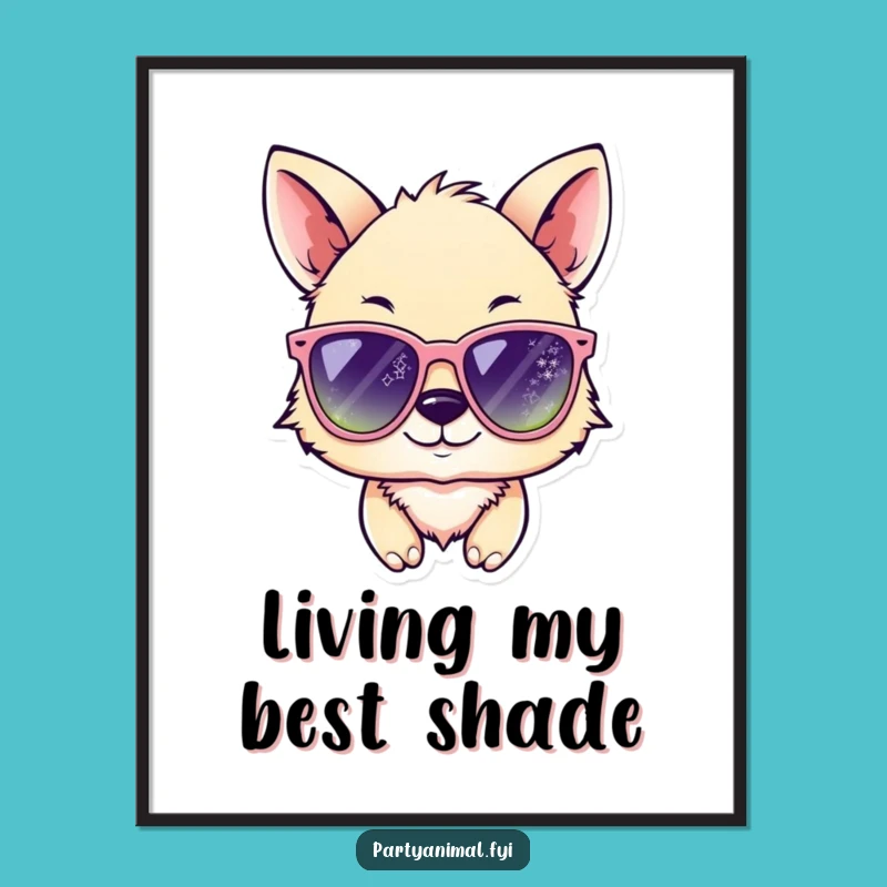 Funny Animal Wink Sunglasses Poster: Vibrant Wall Art, Hilarious Cool Decor, Great Funny Gift