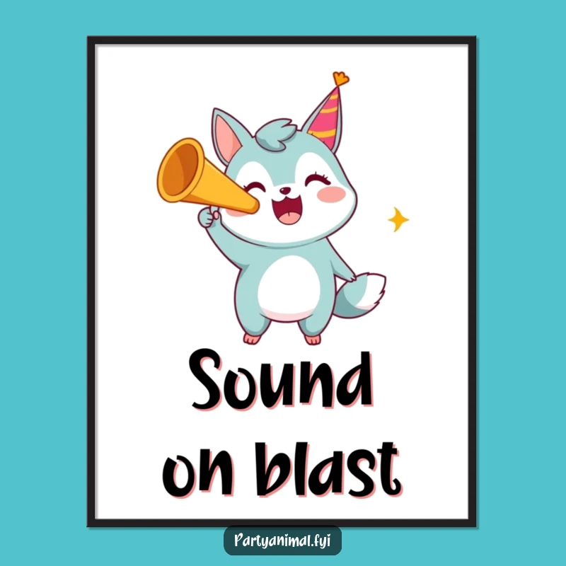 Wall Art of Merriment: Funny Animal Party Horn Poster