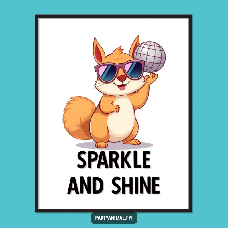 Funny Squirrel Disco Poster: Groovy Art for a Funky Space