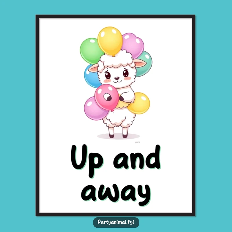Funny Sheep Balloon Poster: Whimsical Art for a Cheerful Space