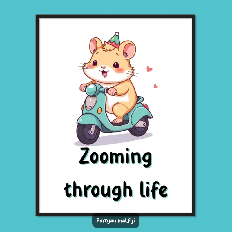 Funny Hamster Scooter Poster: Whimsical Wall Art and Hilarious Gift