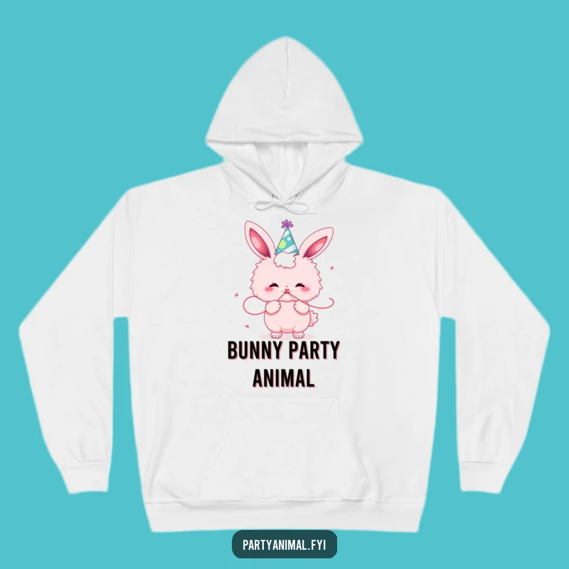 Funny Pink Bunny Party Hoodie - Cozy & Festive Celebration Gift