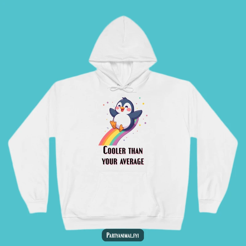 Funny Penguin Hoodie: Gleeful Rainbow Slide Cozy Confetti Gift