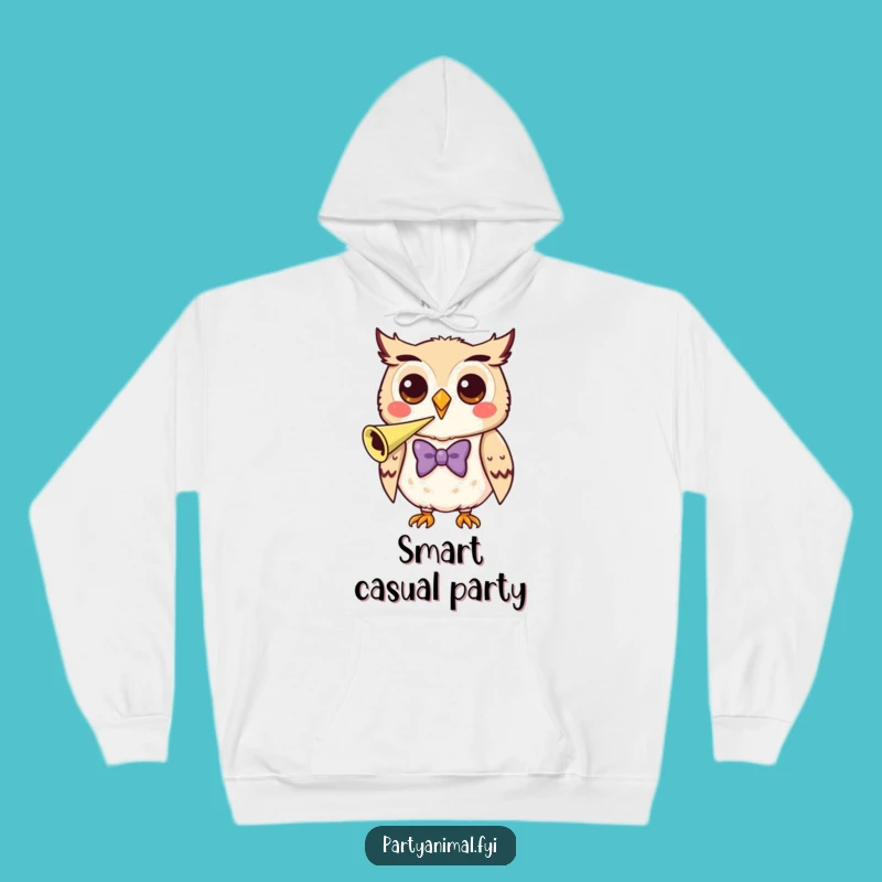 Funny Owl Party Hoodie - Cozy Bow Tie Horn Design, Perfect Warm Funny Gift