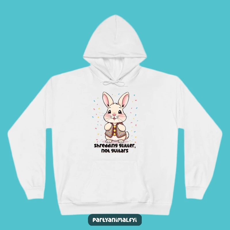 Funny Rabbit Hoodie: Cozy Sequined Party Animal Blowing Confetti - Great Gift!