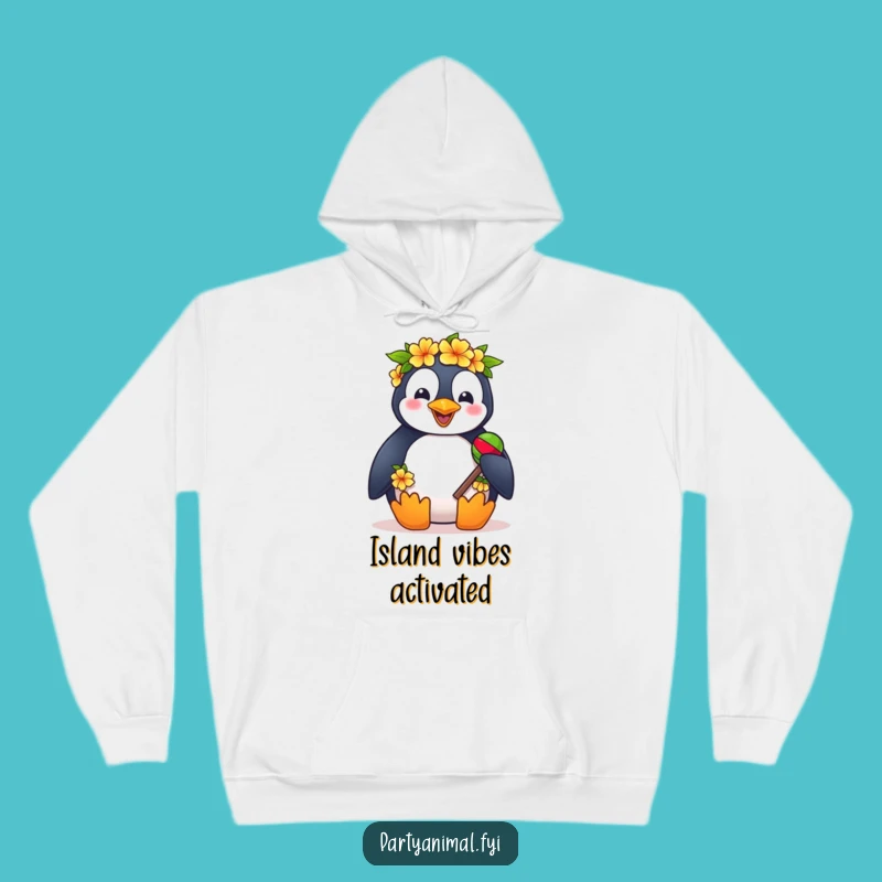 Funny Penguin Lei Hoodie: Cozy Tropical Party Wear, Perfect Warm Funny Gift