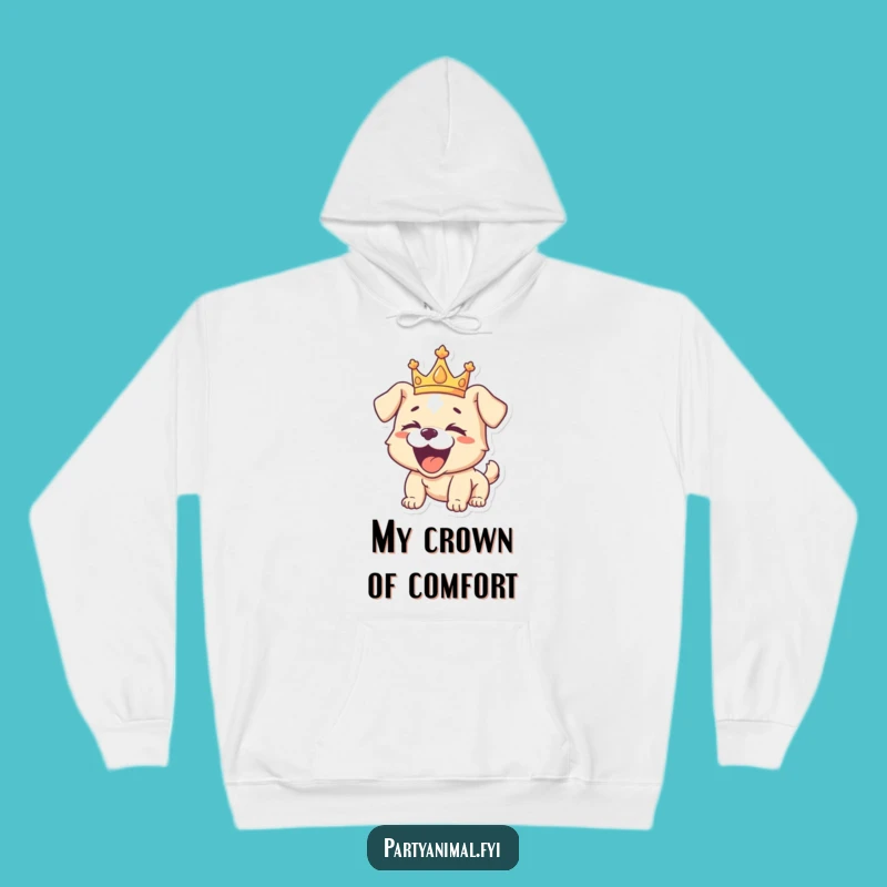 Funny Puppy Crown Hoodie: Cozy Monarch of Merriment
