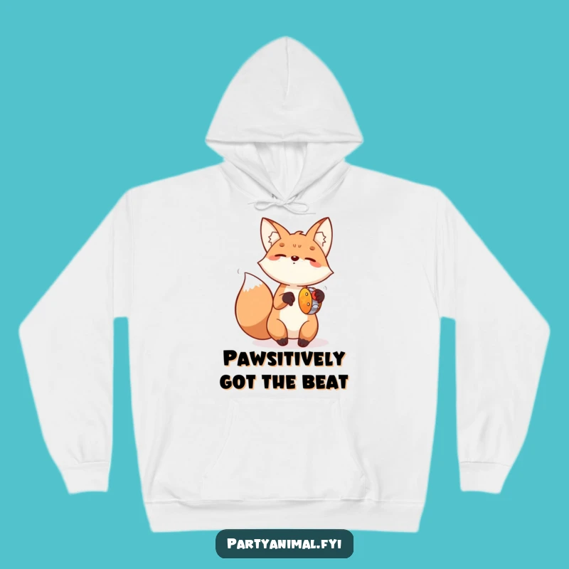 Funny Fox Tambourine Hoodie: Cozy & Cheerful Music Lover, Ideal Funny Gift!