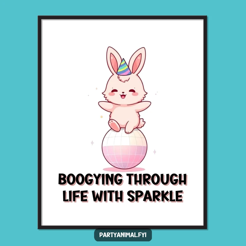 Free Printable Wall Art: Disco Bunny, Funny Party Poster Downloadable Decor