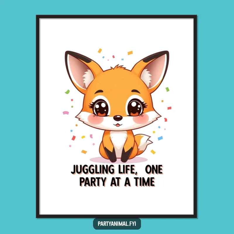 Free Printable Fox Wall Art: Juggling Confetti Whimsy Downloadable for a Playful Room