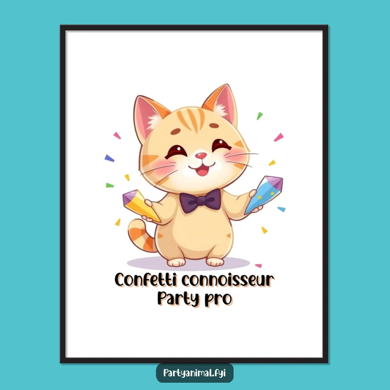 Free Printable Funny Cat Art: Juggling Bow Tie Cat Downloadable Decor